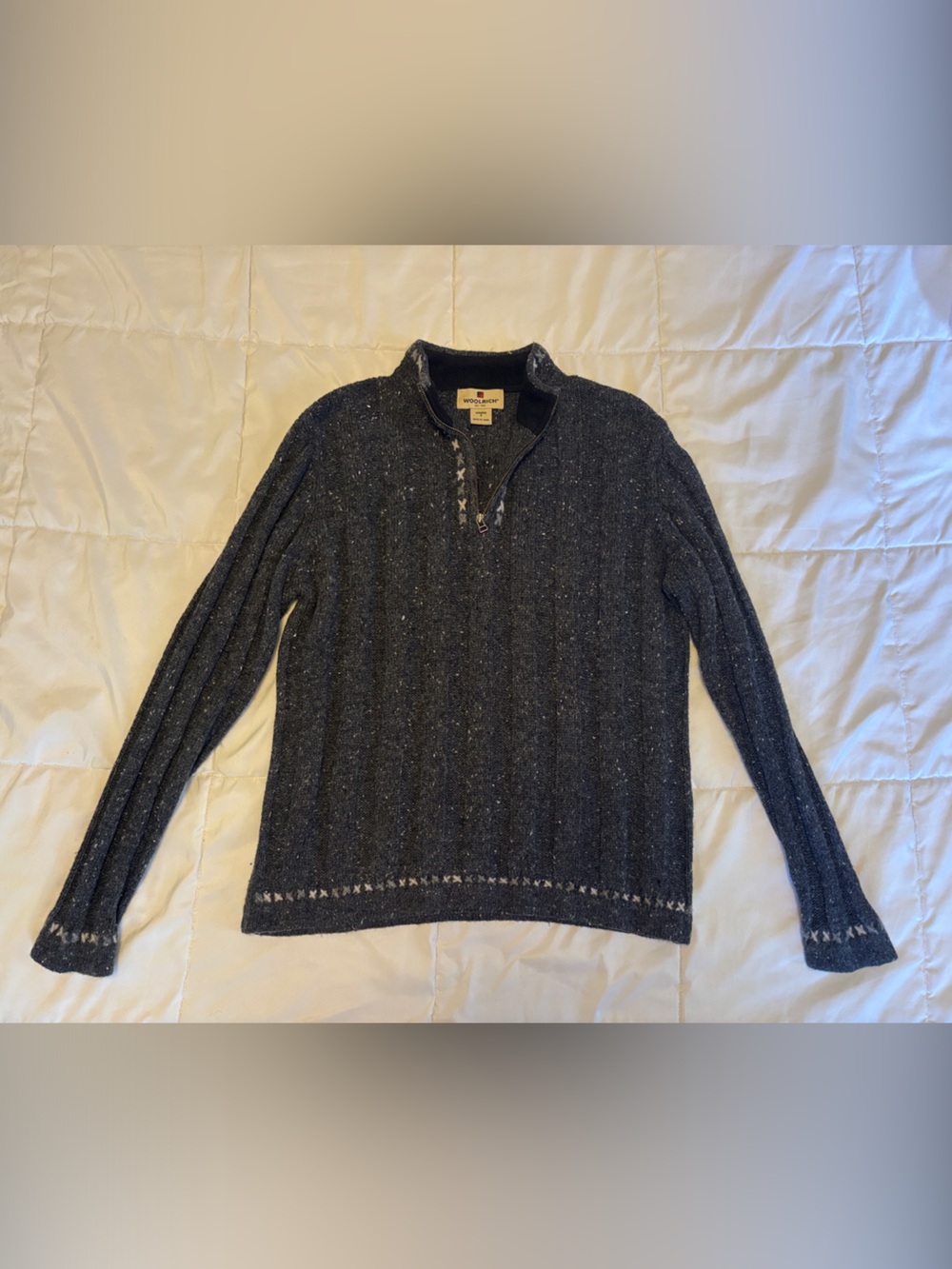 Woolrich Women’s Charcoal Zip-Up Cable Knit Sweater